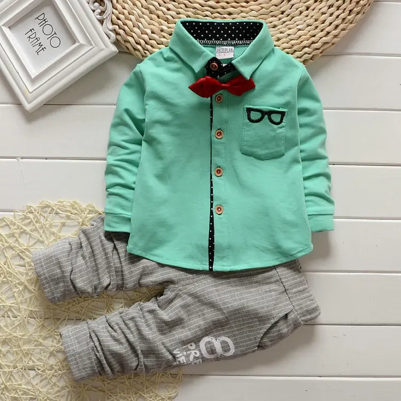Kids Thinner Clothes Sets Spring Autumn Tracksuit Baby Boys Kid Long Sleeve Gentleman Suits Children T Shirt Pants Clothing Sets