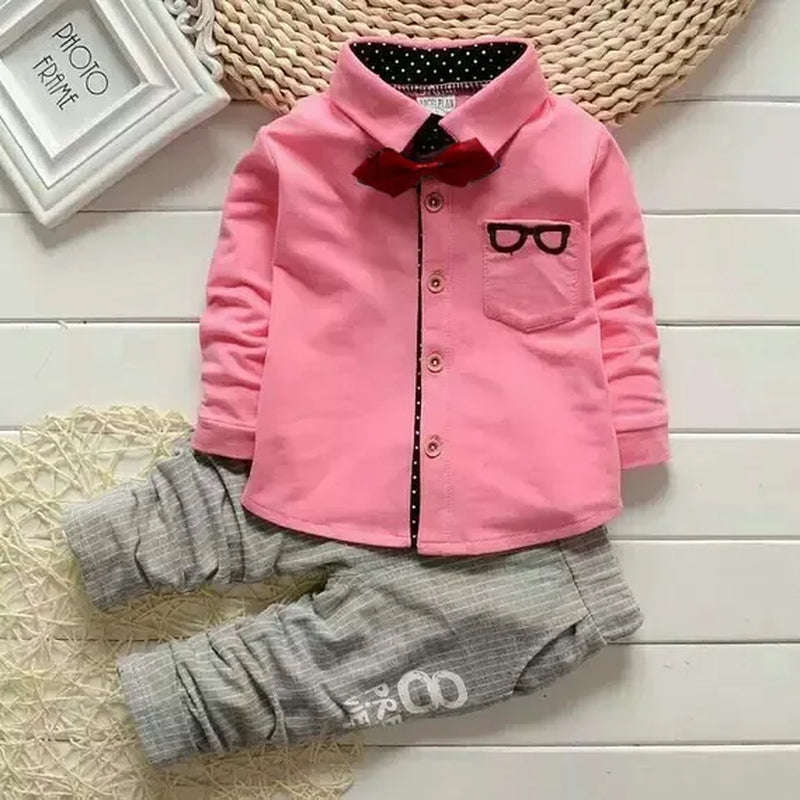 Kids Thinner Clothes Sets Spring Autumn Tracksuit Baby Boys Kid Long Sleeve Gentleman Suits Children T Shirt Pants Clothing Sets