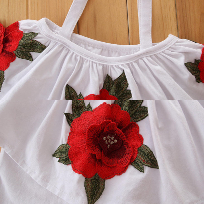 Ruffled Halter Romper with Floral Flair for Little Fashionistas