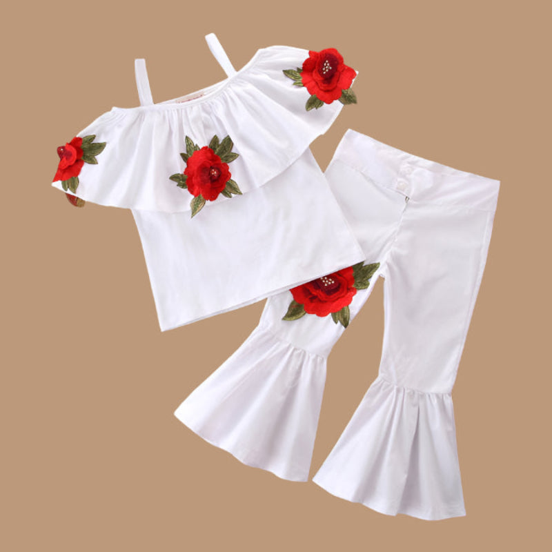 Ruffled Halter Romper with Floral Flair for Little Fashionistas