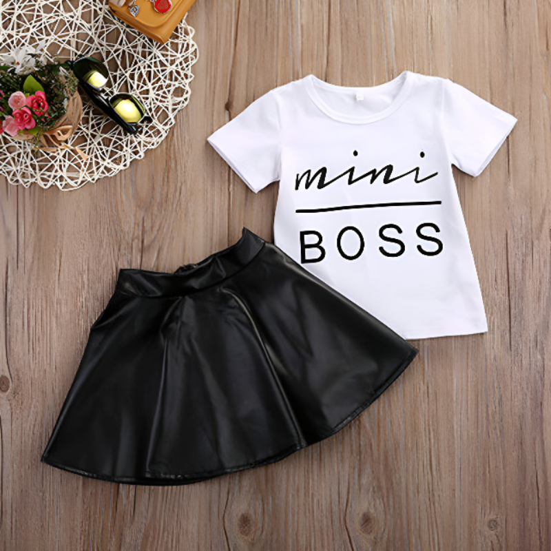 Sweet & Stylish: Toddler Girls’ Cotton Tee + Skirt Set – Casual Comfort