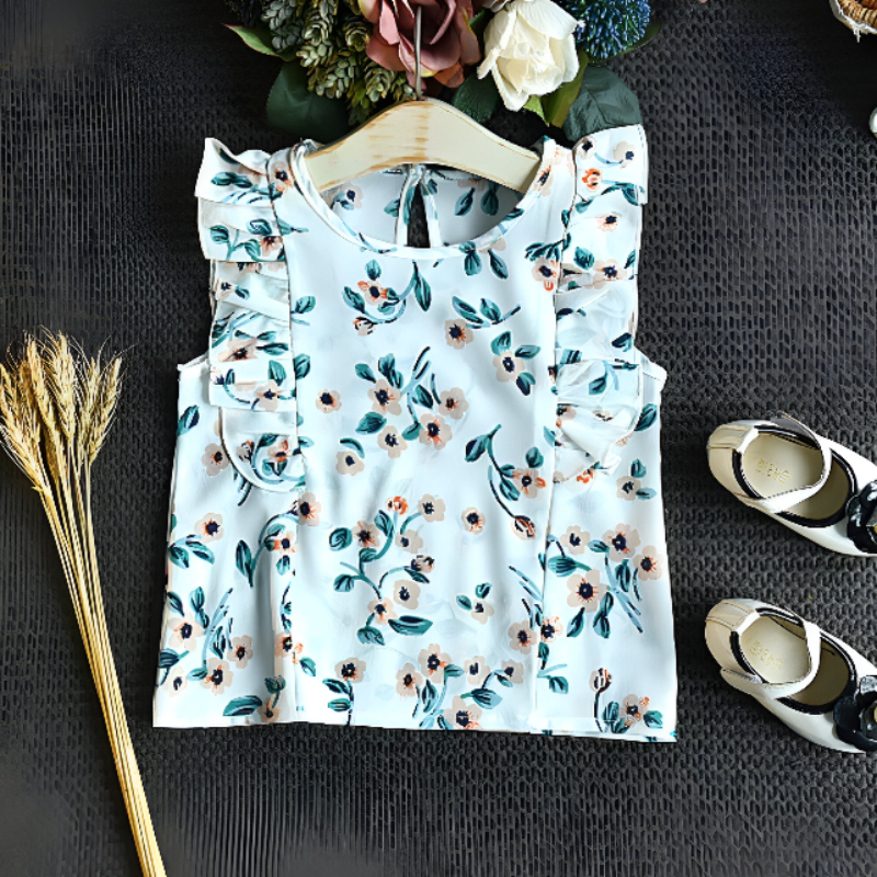 Chiffon-Cotton Summer Set for Kids – Top & Shorts