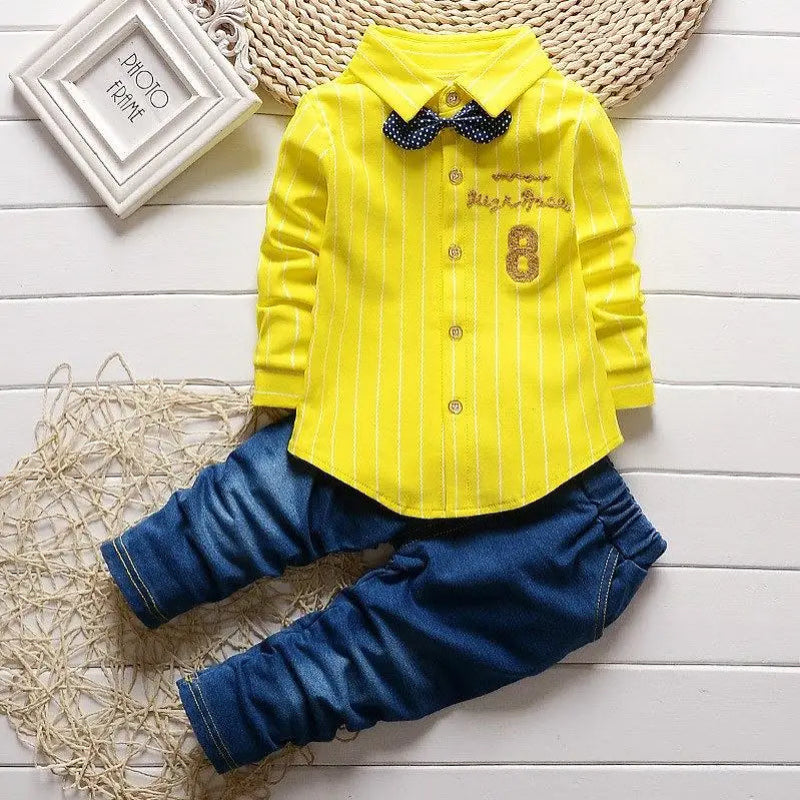 Kids Thinner Clothes Sets Spring Autumn Tracksuit Baby Boys Kid Long Sleeve Gentleman Suits Children T Shirt Pants Clothing Sets