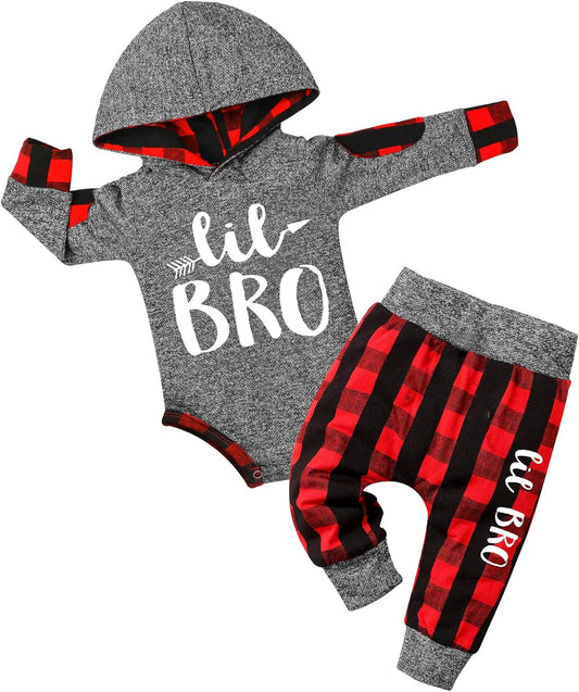Baby Boy Plaid Hoodie & Pants Set – Fall/Winter Outfit (2PCS)