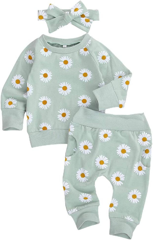 Baby Girl Sweatshirt & Pants Set – Cute Toddler Outfit (3–24M)