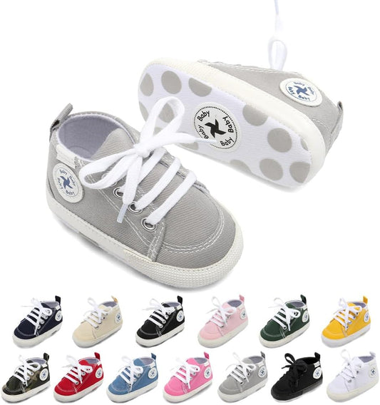 Baby First Walker Shoes – Soft Anti-Slip Canvas Sneakers (Unisex)