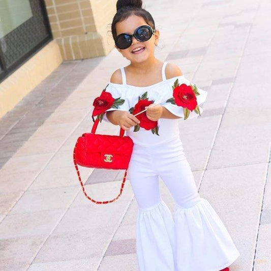 Ruffled Halter Romper with Floral Flair for Little Fashionistas